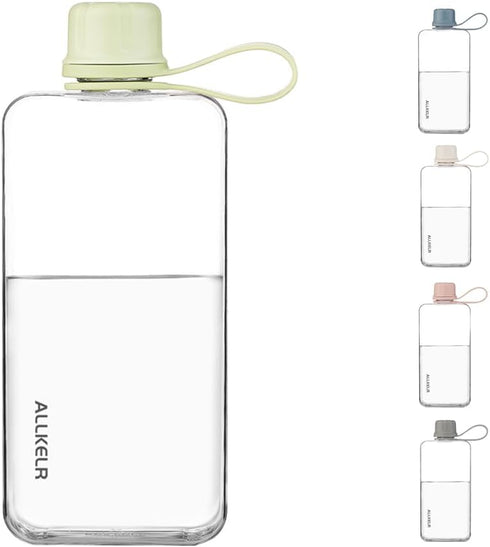 Portable Flat Water Bottle,BPA Free Reusable Tritan Plastic Travel Water Bottle Cup,Lightweight Leakproof Slim Water Bottles Fits Purse,Backpackin...
